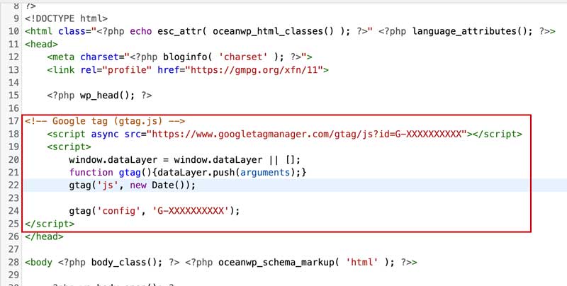 Google Analytics 4 tracking code snippet