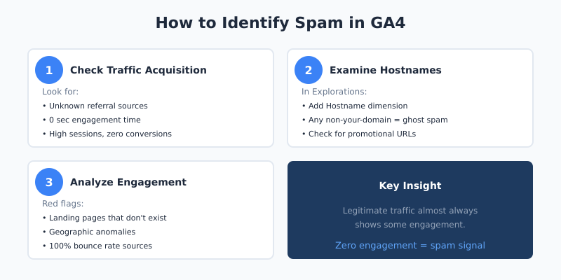 Step-by-step process to detect spam traffic in GA4